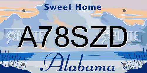 A78SZD Alabama License Plate