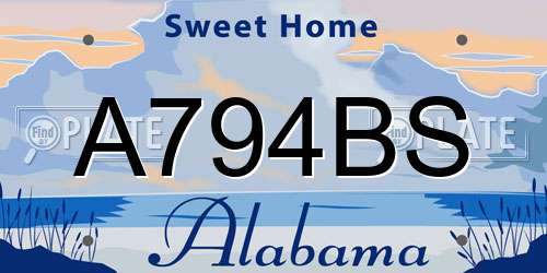 A794BS Alabama License Plate