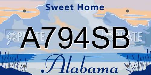 A794SB Alabama License Plate