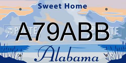 A79ABB Alabama License Plate