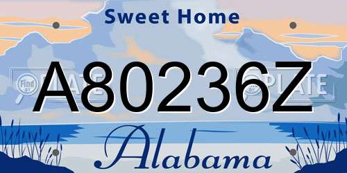 A80236Z Alabama License Plate
