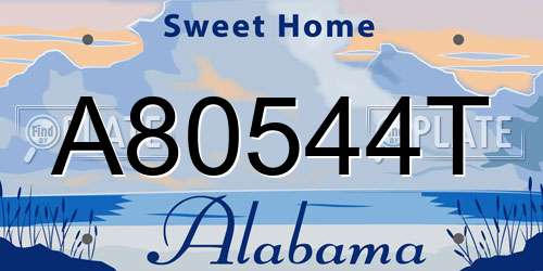 A80544T Alabama License Plate