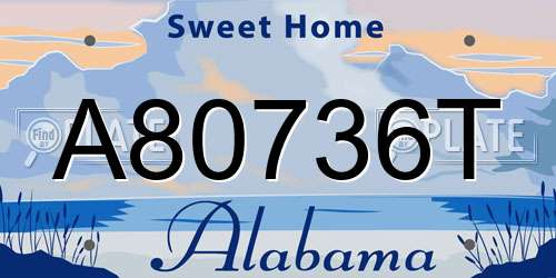 A80736T Alabama License Plate