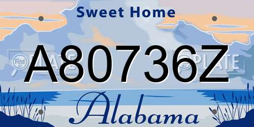 A80736Z Alabama License Plate