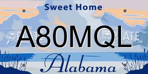 A80MQL Alabama License Plate