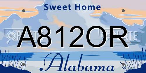 A812OR Alabama License Plate