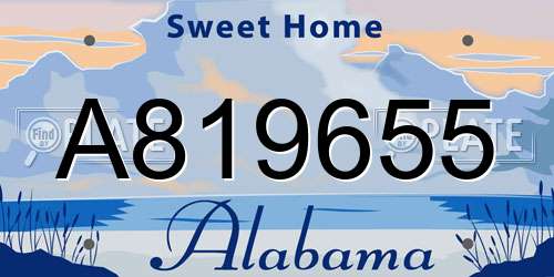 A819655 Alabama License Plate