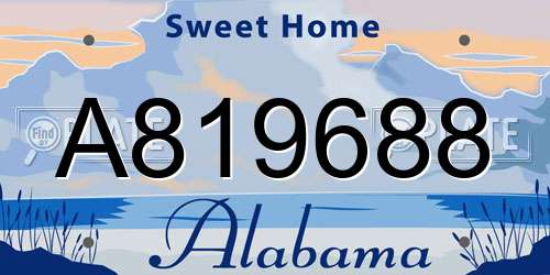 A819688 Alabama License Plate