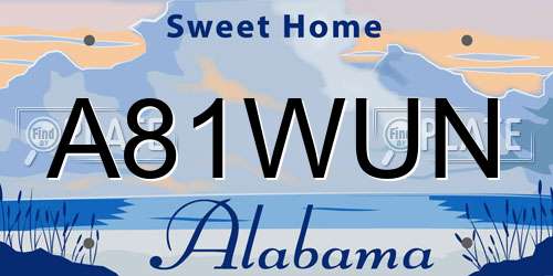 A81WUN Alabama License Plate