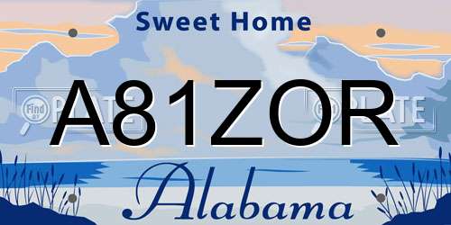 A81ZOR Alabama License Plate