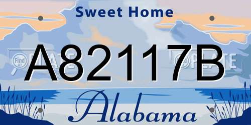 A82117B Alabama License Plate