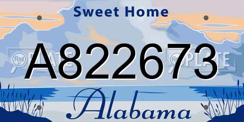 A822673 Alabama License Plate