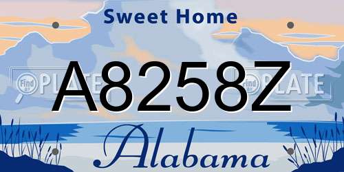 A8258Z Alabama License Plate
