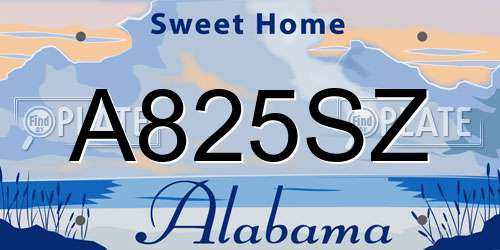 A825SZ Alabama License Plate