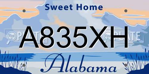 A835XH Alabama License Plate