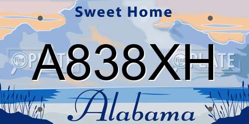 A838XH Alabama License Plate