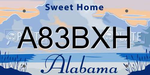 A83BXH Alabama License Plate