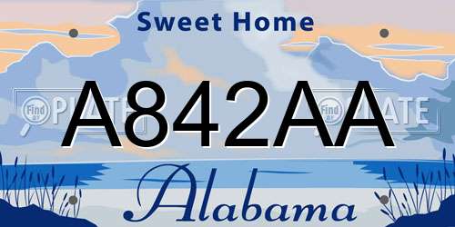 A842AA Alabama License Plate