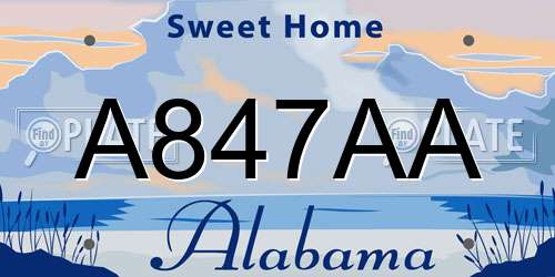 A847AA Alabama License Plate