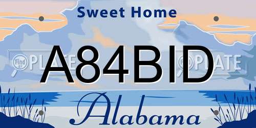 A84BID Alabama License Plate