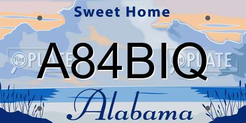 A84BIQ Alabama License Plate