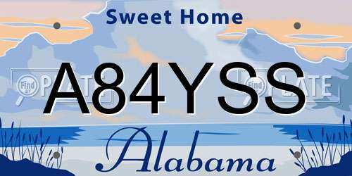 A84YSS Alabama License Plate