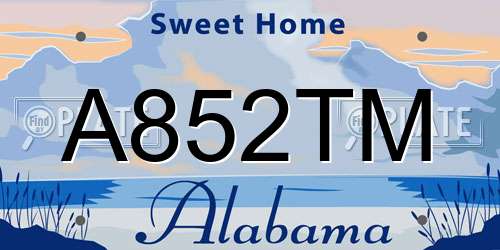 A852TM Alabama License Plate