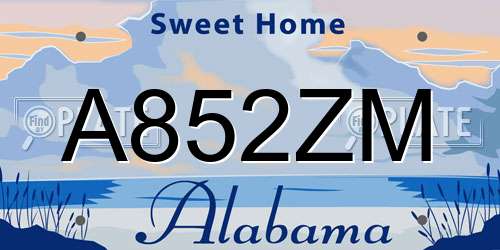 A852ZM Alabama License Plate
