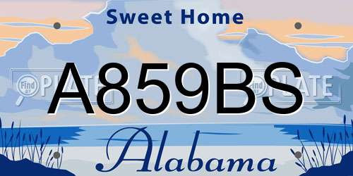 A859BS Alabama License Plate