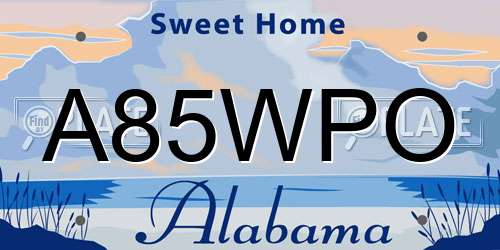 A85WPO Alabama License Plate