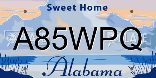 A85WPQ Alabama License Plate