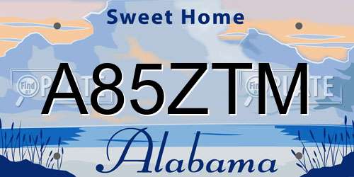 A85ZTM Alabama License Plate