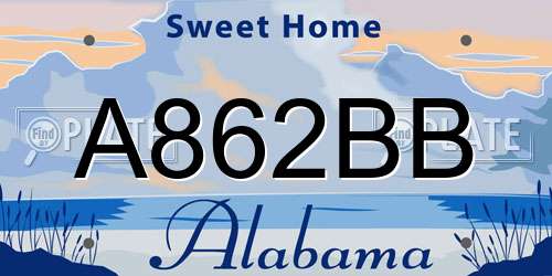 A862BB Alabama License Plate
