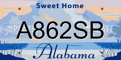A862SB Alabama License Plate