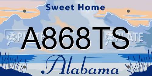 A868TS Alabama License Plate