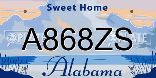A868ZS Alabama License Plate
