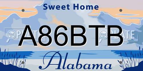A86BTB Alabama License Plate
