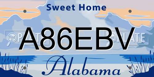 A86EBV Alabama License Plate
