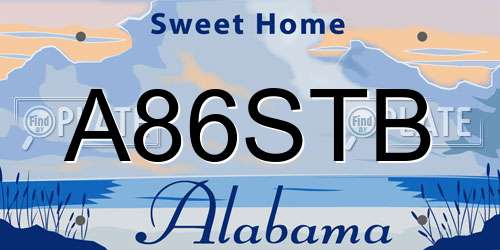 A86STB Alabama License Plate