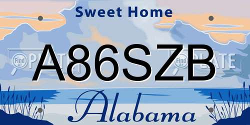 A86SZB Alabama License Plate