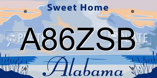 A86ZSB Alabama License Plate