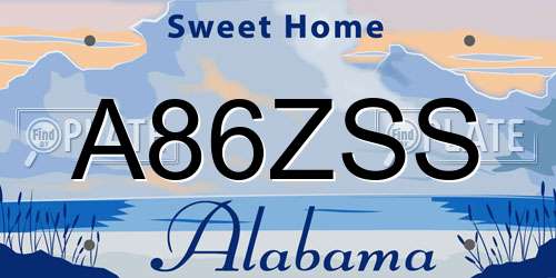 A86ZSS Alabama License Plate