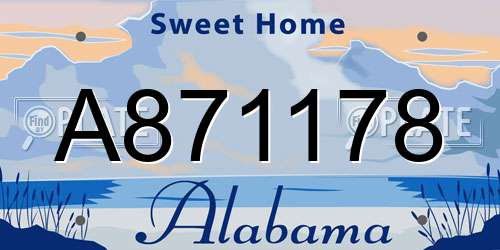 A871178 Alabama License Plate