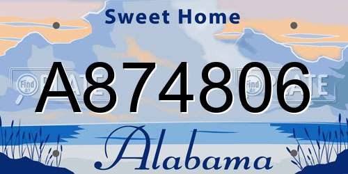 A874806 Alabama License Plate