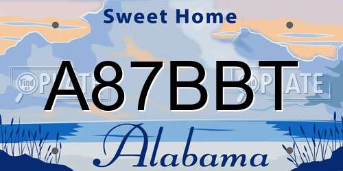 A87BBT Alabama License Plate