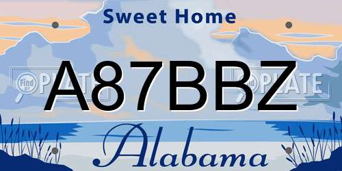 A87BBZ Alabama License Plate