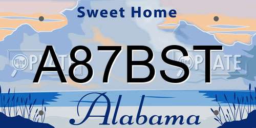 A87BST Alabama License Plate