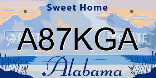 A87KGA Alabama License Plate