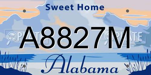 A8827M Alabama License Plate