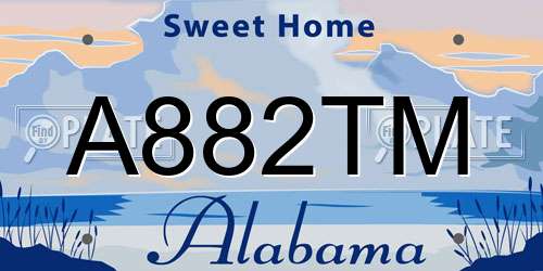 A882TM Alabama License Plate